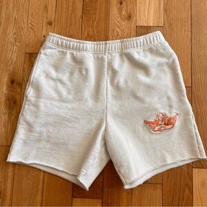 Boys Lie Revolve Fleece Sweat Shorts White Orange Angel Logo Womens Size Medium